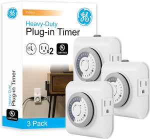 GE 66404 - 24-Hour Mechanical Outlet Timer, 3-Pack