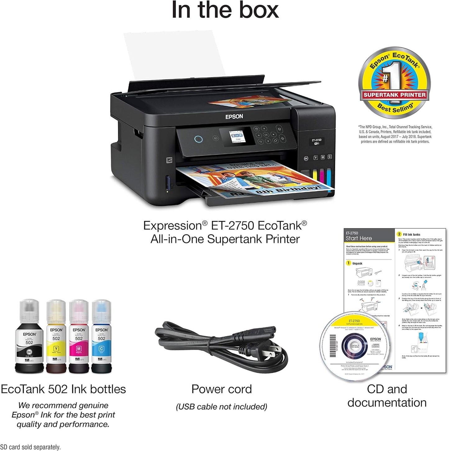 Epson ET-2750 EcoTank Wireless All-in-One Supertank Printer