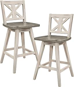 Lexicon D185602-24WT Havre Swivel Counter Barstools White