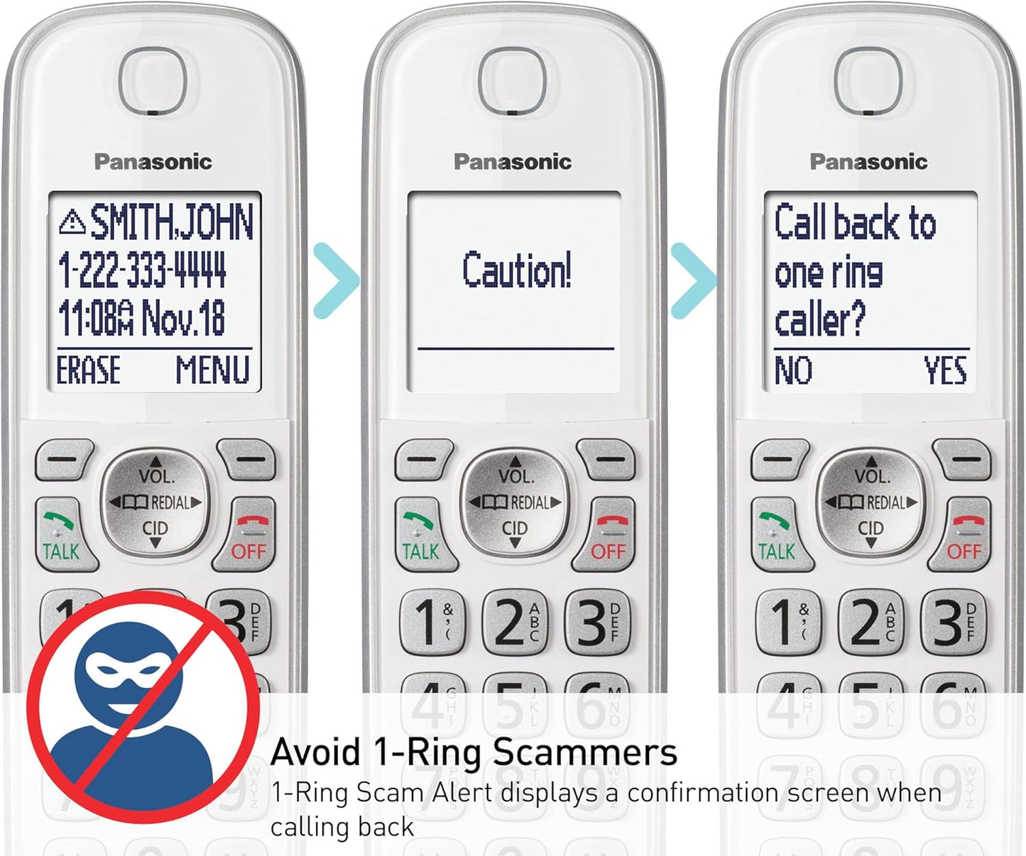 Panasonic KX-TGD863W Cordless Phone Answering Machine 3-Handset