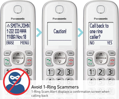 Panasonic KX-TGD863W Cordless Phone Answering Machine 3-Handset
