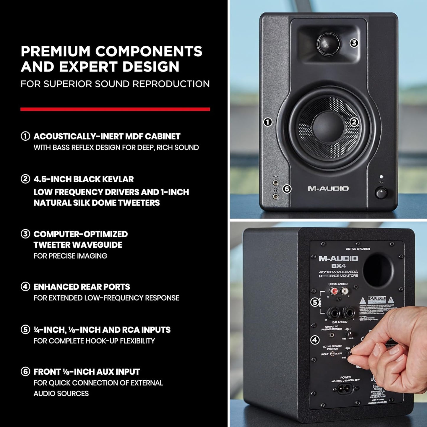 M-Audio BX4 Studio Monitors - 4.5 Inch PC Speakers