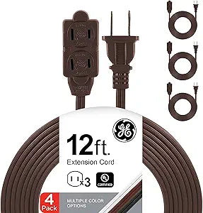 GE 50413 3-Outlet Power Strip 12ft Cord 4-Pack Brown