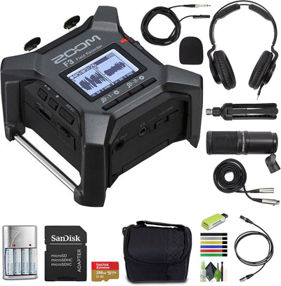 Zoom F3 Professional Field Recorder - 32-Bit Float, 2 XLR, Bundle