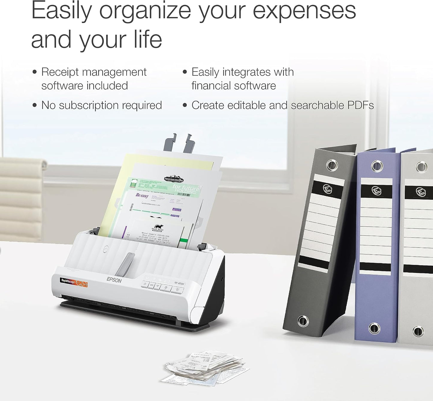 Epson B11B270202 RapidReceipt RR-400W Wireless Receipt Scanner