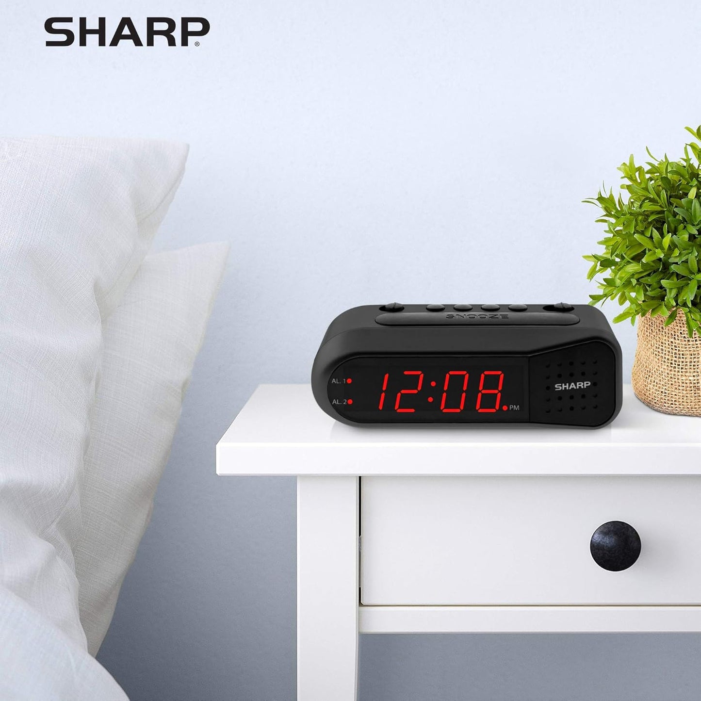 Sharp Digital Alarm Clock - Red LED Display