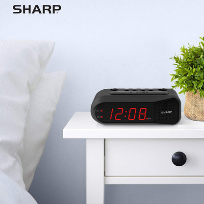 Sharp Digital Alarm Clock - Red LED Display