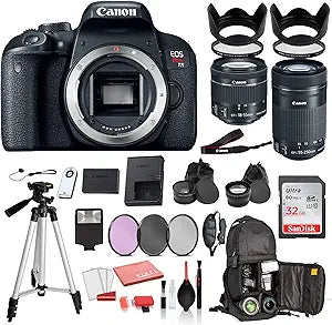 Canon EOS Rebel T7i 18-55mm & 55-250mm Lens Bundle