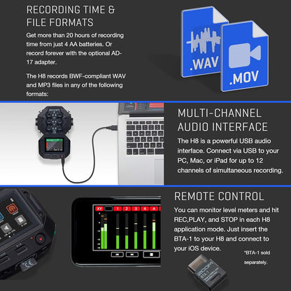 Zoom H8 K4 Handy Recorder Podcast Mic Bundle