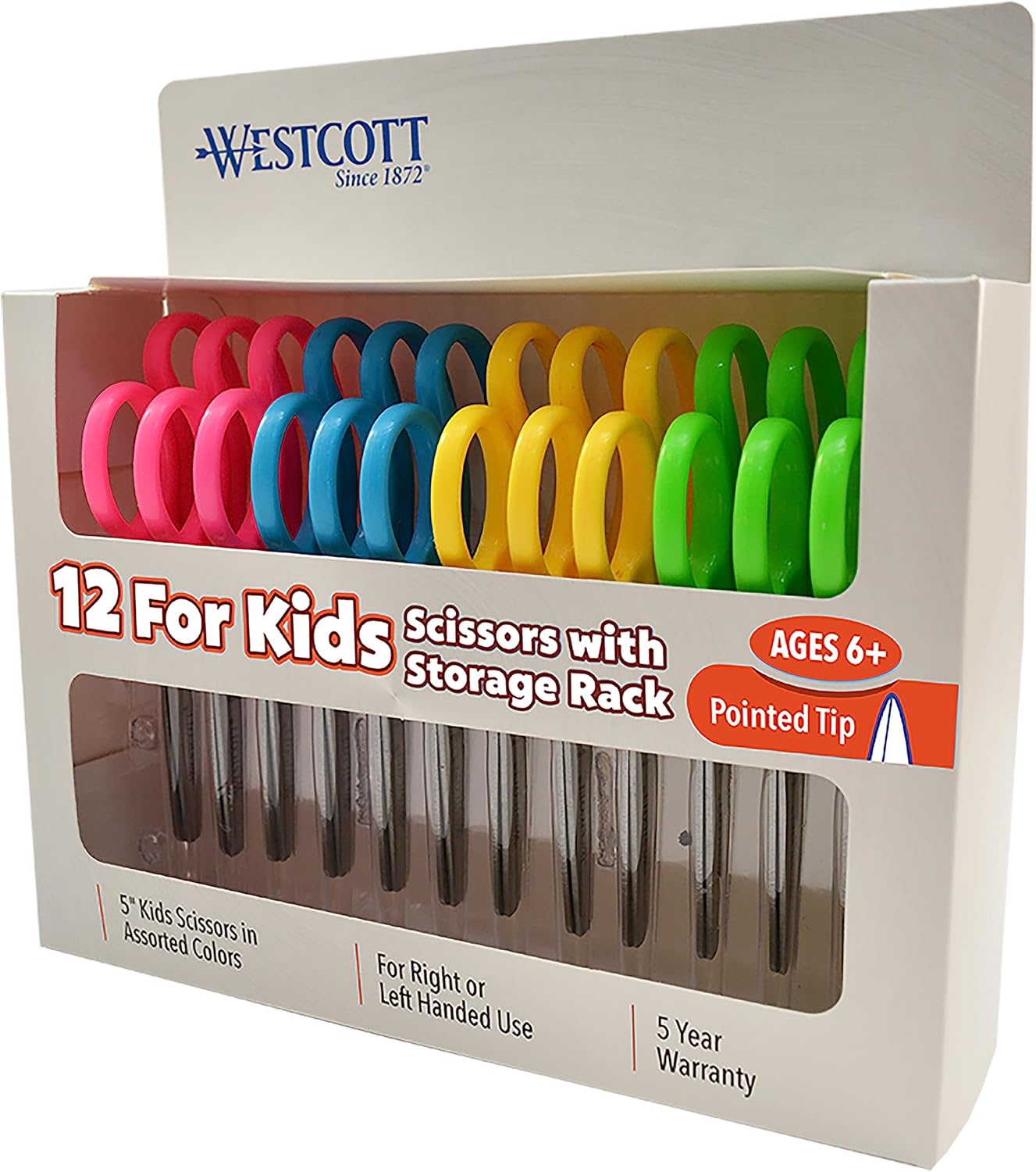 Westcott ACM13141 Kids Scissors 5" Pointed Safety 12-Pack