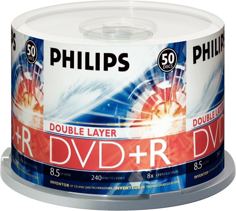 Philips DR8S8B50F/17 50 Pack 8X DVD+R DL Spindle — main product image