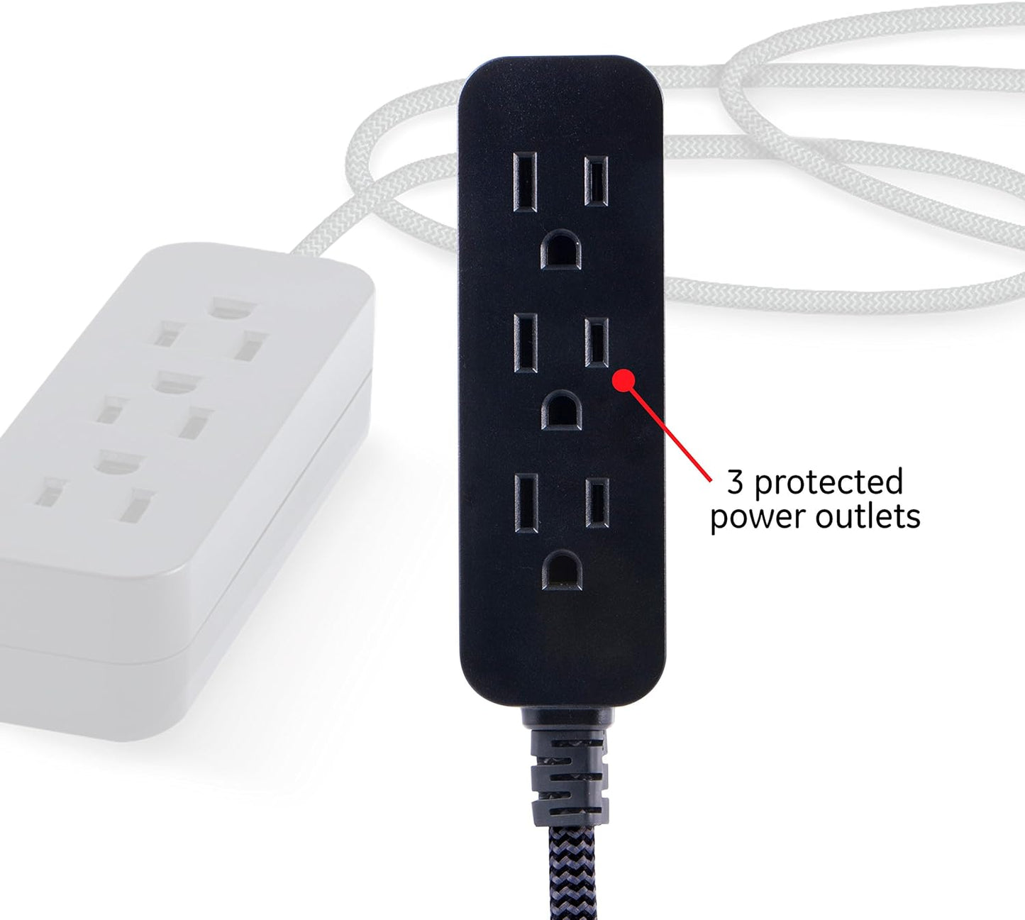 GE 41282 8ft Braided 3-Outlet Extension Cord