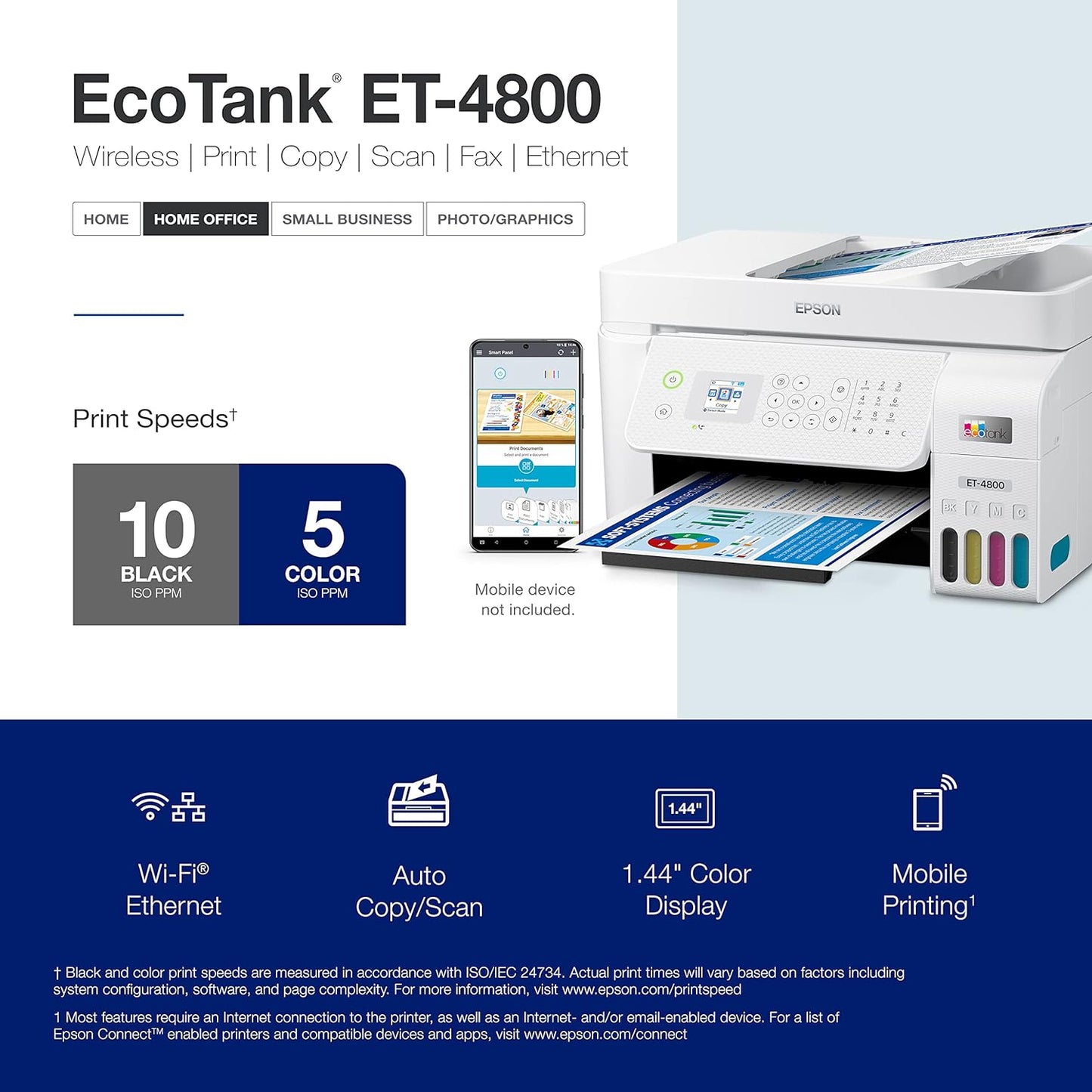 Epson C11CJ65201 EcoTank ET-4800 Wireless All-in-One Printer