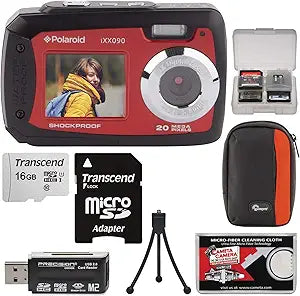 Polaroid iXX090 Dual Screen Waterproof Camera Bundle