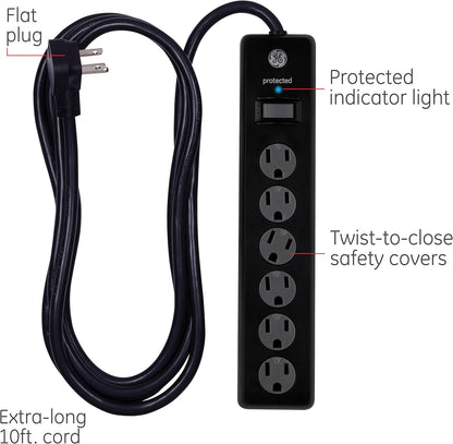 GE DFTQ-R186 6-Outlet Surge Protector 4-Pack 10 Ft