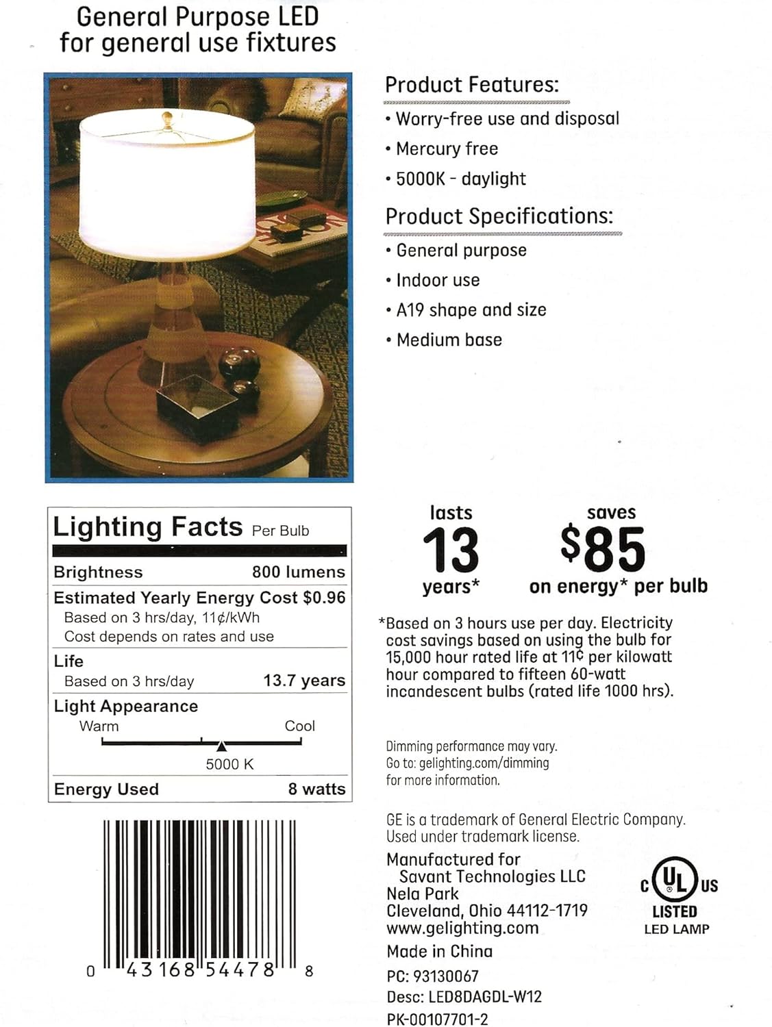 GE Daylight LED Light Bulbs 60W Equivalent Dimmable 12-Pack