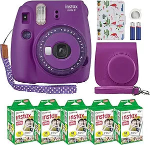 Fujifilm instax Mini 9 Purple Instant Camera Film Bundle