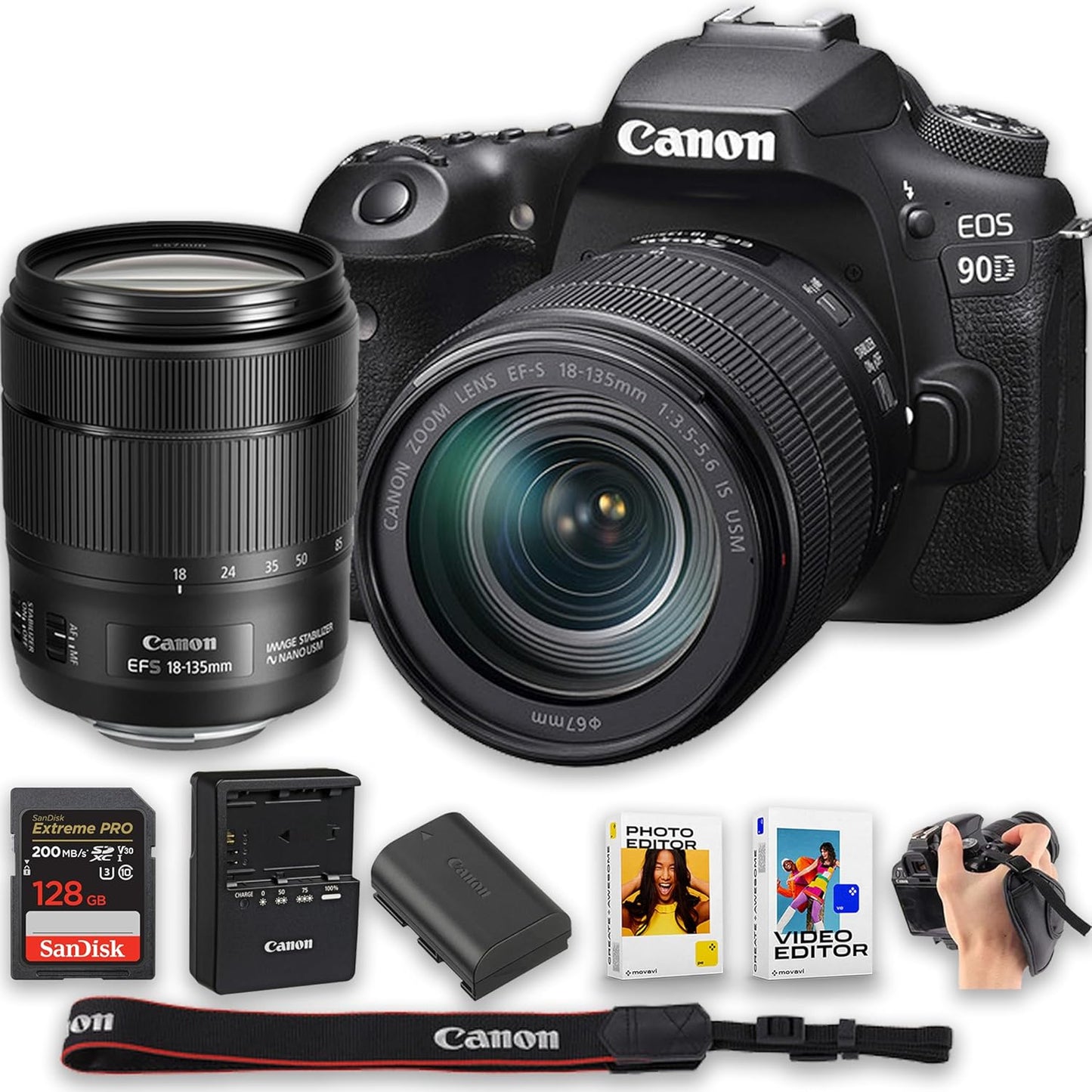 Canon EOS 90D DSLR 18-135mm Lens Kit (Renewed)