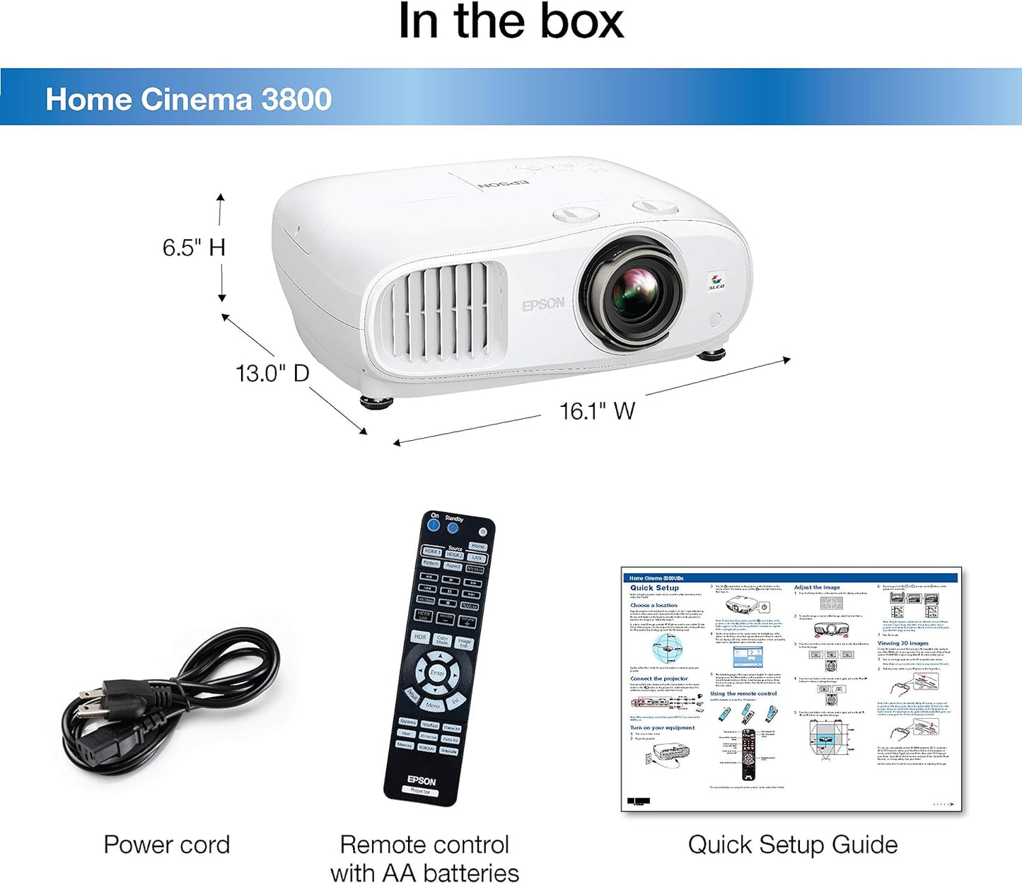 Epson Home Cinema 3800 4K PRO-UHD HDR Projector (Renewed)
