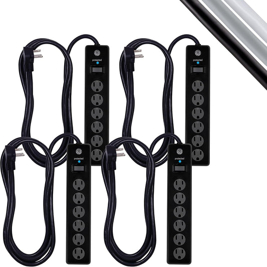 GE DFTQ-R186 6-Outlet Surge Protector 4-Pack 10 Ft