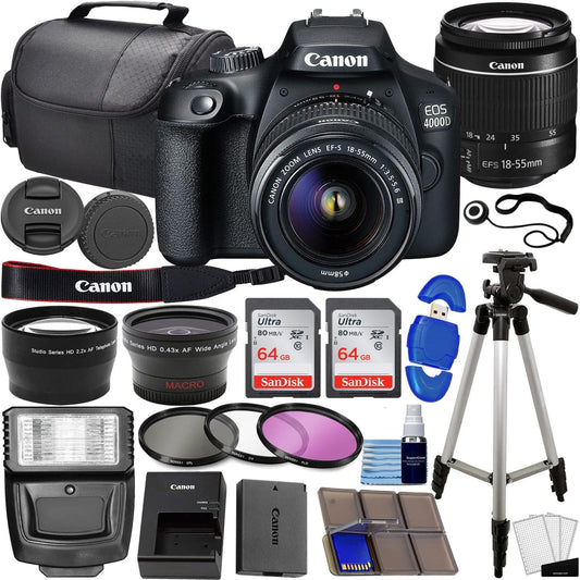 Canon 4000D Rebel T100 DSLR Lens Kit (Renewed)