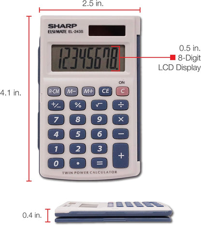 Sharp EL-243S/EL-243SB 8-Digit Twin Powered Calculator