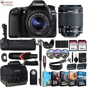 Canon EOS 80D DSLR 18-55mm Lens Accessory Bundle