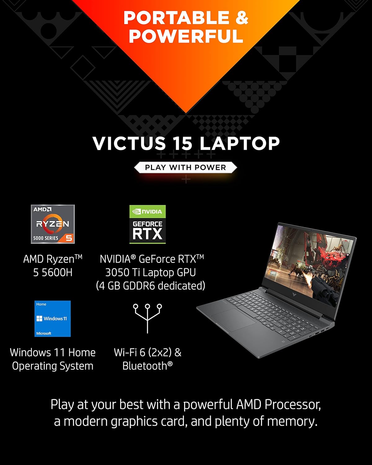 HP Victus 15 RTX 3050 Ti Ryzen Gaming Laptop
