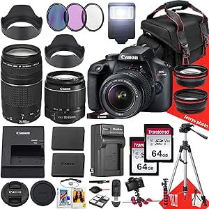 Canon EOS Rebel T100/4000D DSLR Camera + Lens Bundle