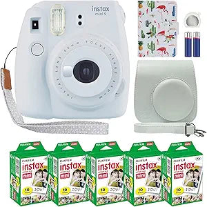 Fujifilm Instax Mini 9 Smokey White Camera 50 Film Bundle