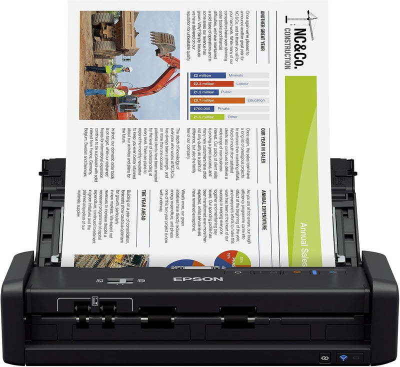 Epson ES-300W Wireless Portable Document Scanner ADF — main product image