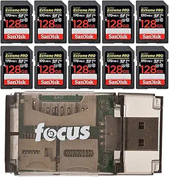 SanDisk Extreme PRO 128GB SDXC 10-Pack Card Reader Bundle