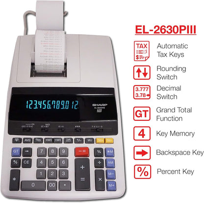 Sharp EL2630PIII Two-Color Printing Calculator