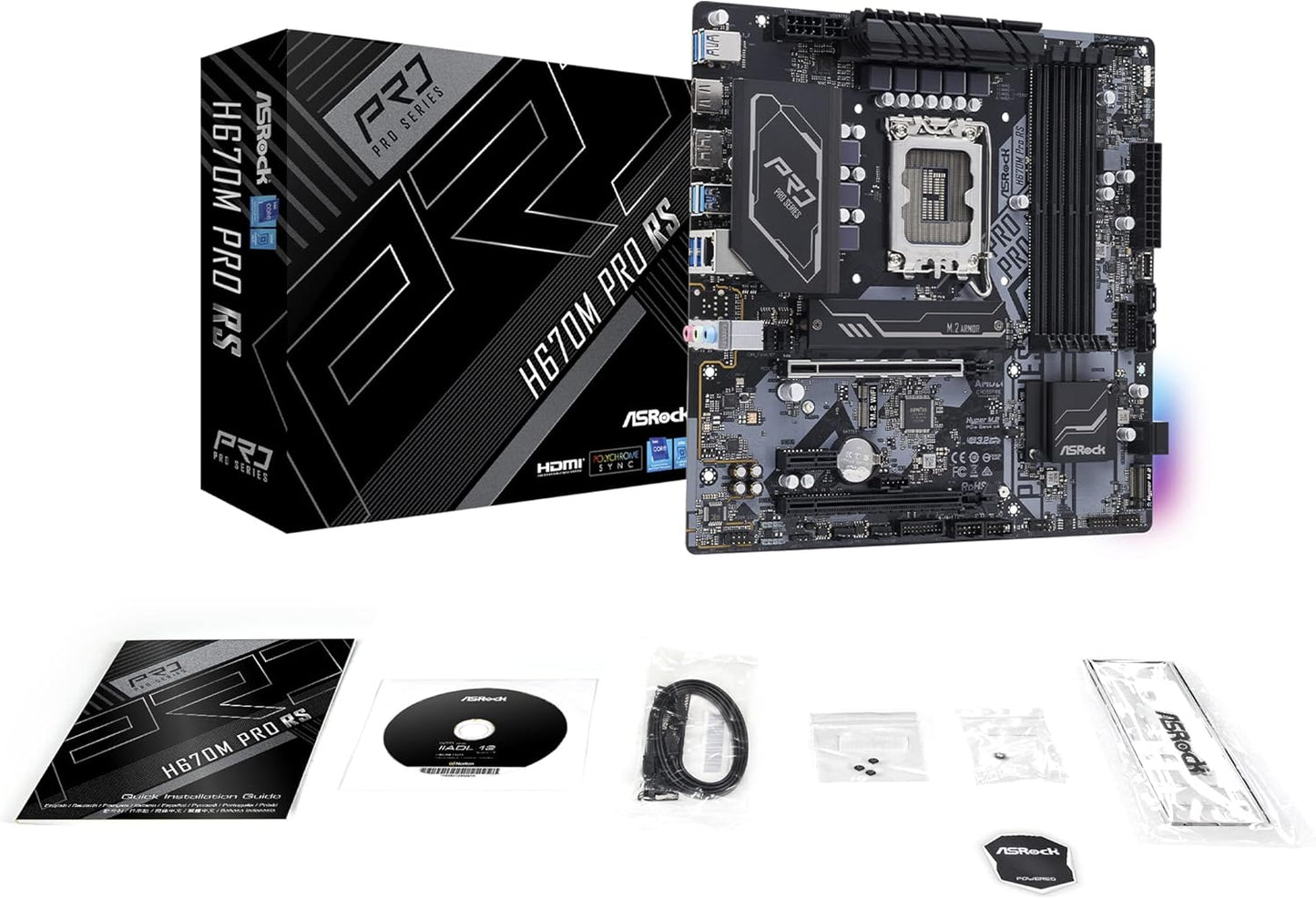 ASRock 90-MXBHK0-A0UAYZ H670M PRO RS LGA1700 Motherboard