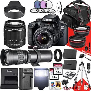 Canon EOS 4000D DSLR Camera with Zoom Lens Bundle