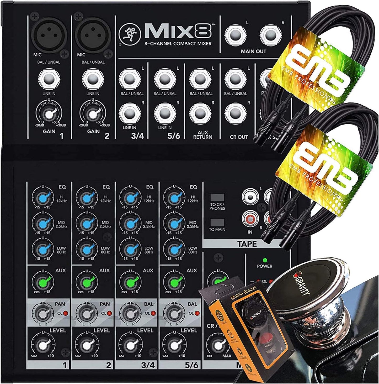 Mackie MIX8+XLR(2) 8-Channel Mixer with XLR Cables Bundle