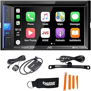 JVC KW-M650BT CarPlay Media Receiver Bundle SiriusXM Camera
