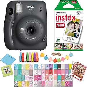 Fujifilm Instax Mini 11 Charcoal Gray Instant Camera Bundle
