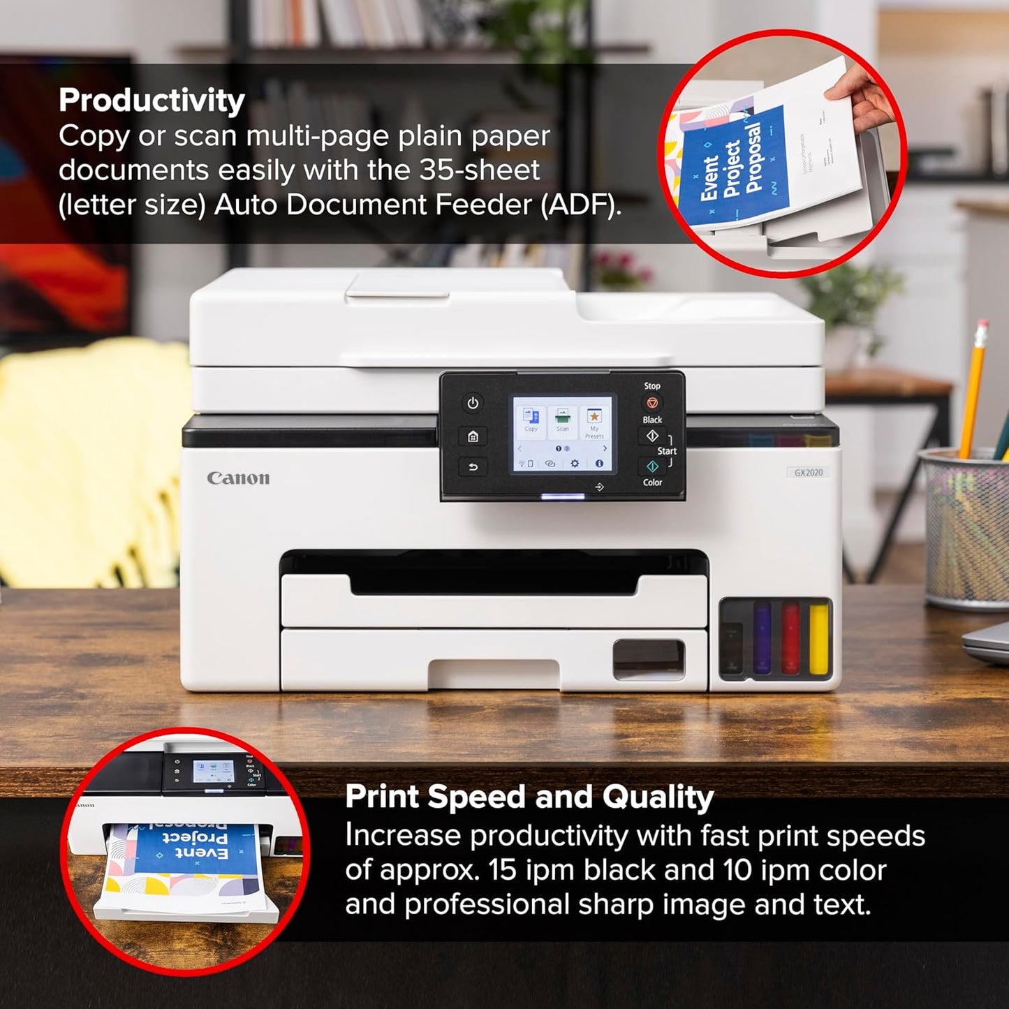 Canon 6171C002 MegaTank GX2020 Wireless All-in-One Printer