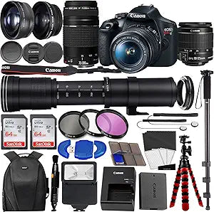 Canon EOS Rebel T7 DSLR Camera Lens Bundle