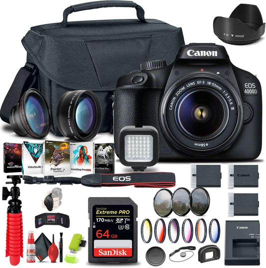Canon 3011C003AA EOS 4000D/Rebel T100 DSLR Camera Bundle (Renewed)