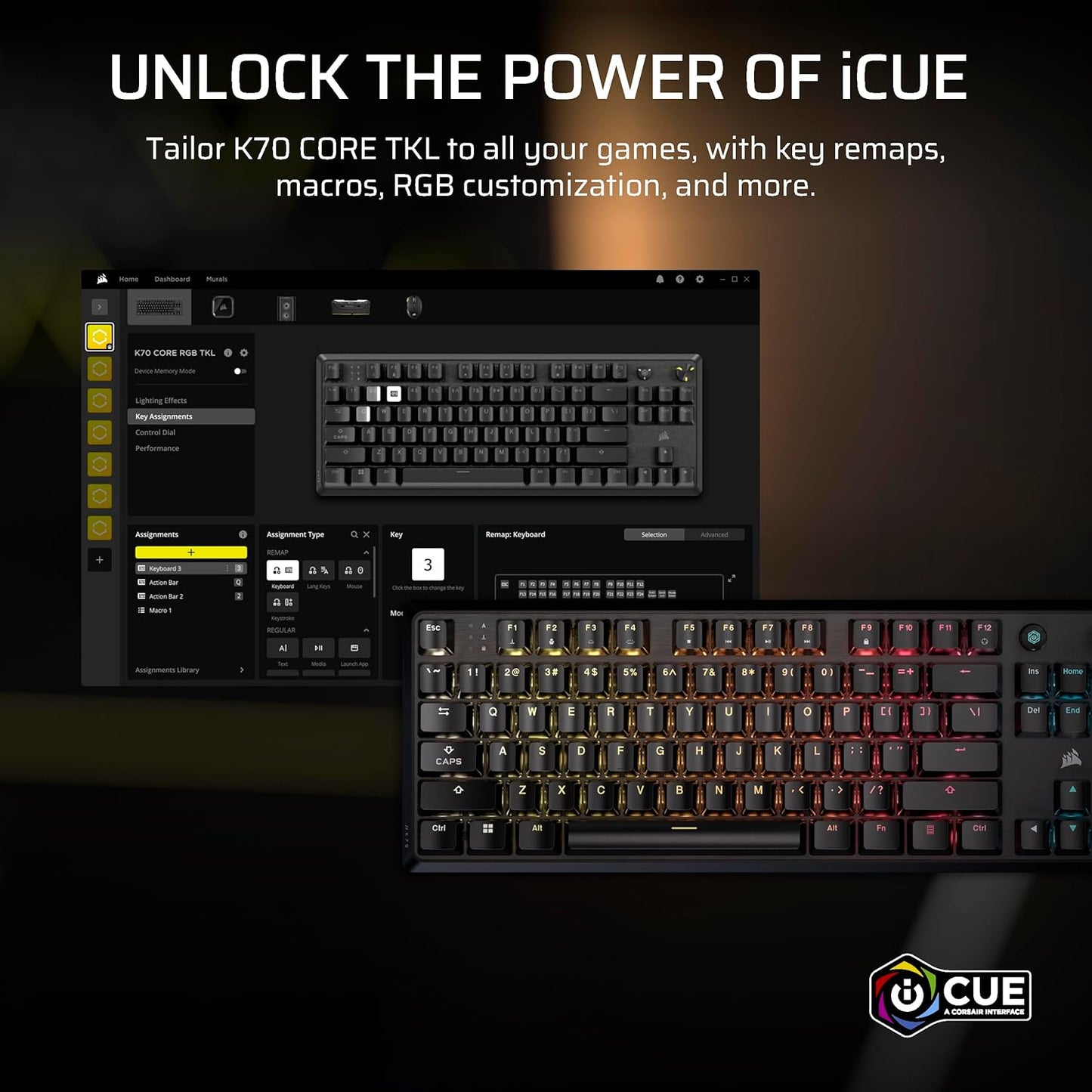 Corsair CH-911911E-NA K70 CORE TKL RGB Gaming Keyboard