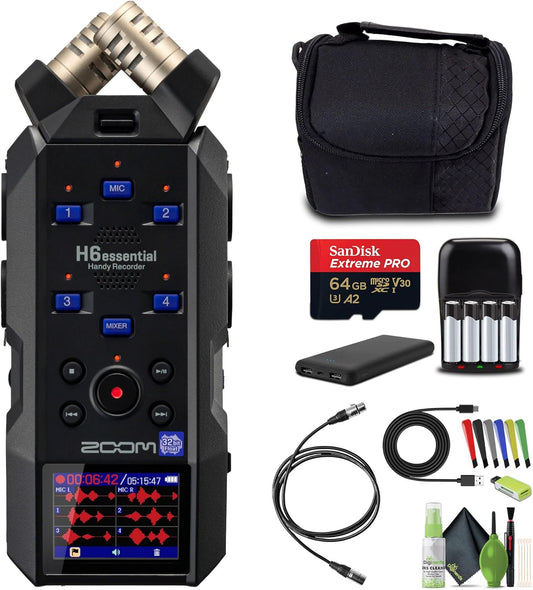 Zoom H6essential 6-Track 32-Bit Float Handy Recorder Bundle