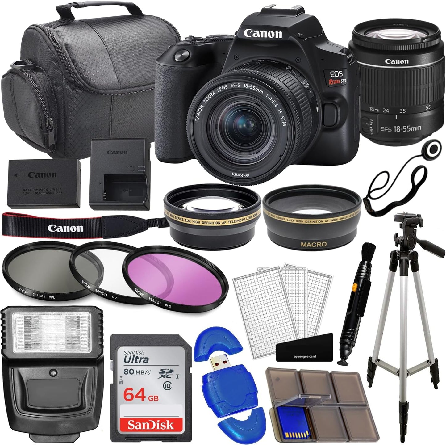 Canon 2000D Rebel SL3 DSLR Lens Bundle (Renewed)