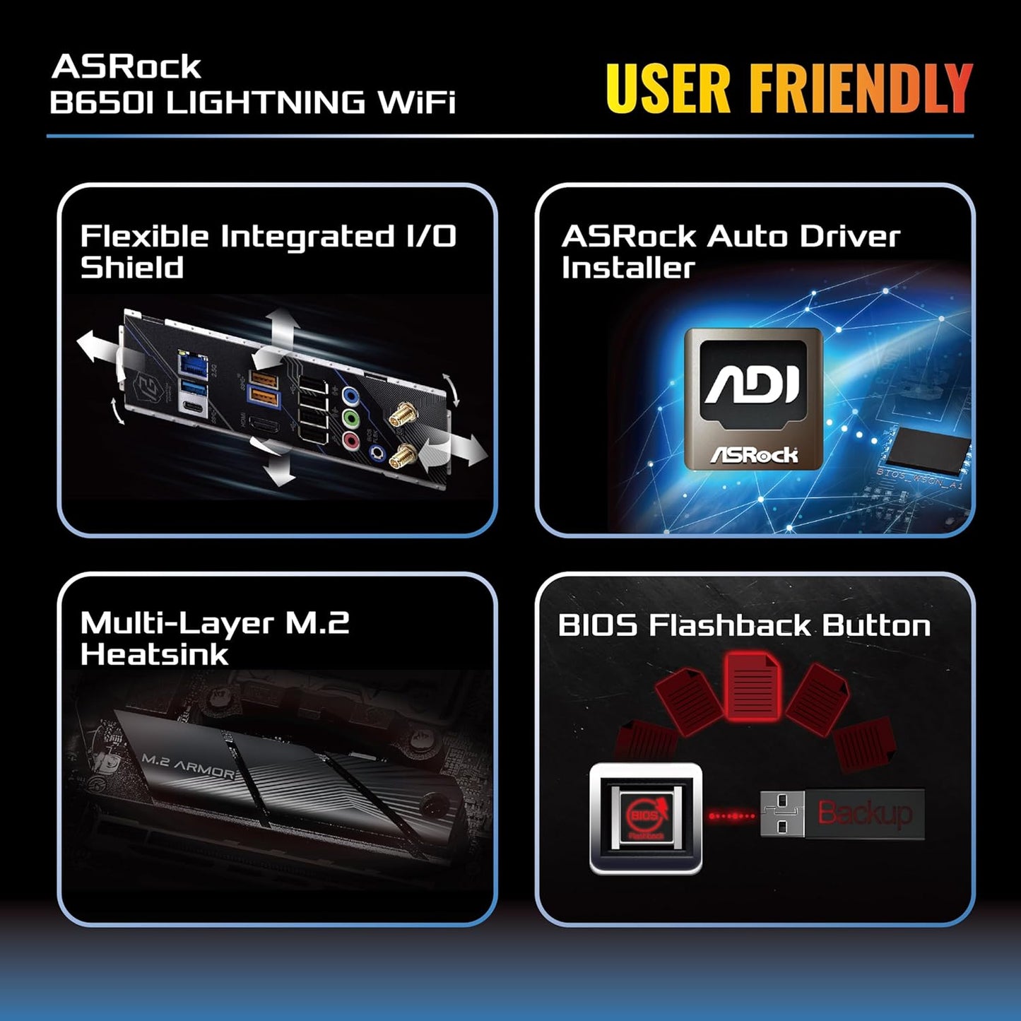 ASRock 90-MXBMP0-A0UAYZ B650I Lightning WiFi Mini-ITX Motherboard