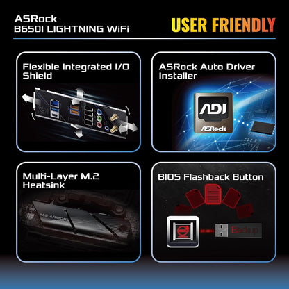 ASRock 90-MXBMP0-A0UAYZ B650I Lightning WiFi Mini-ITX Motherboard