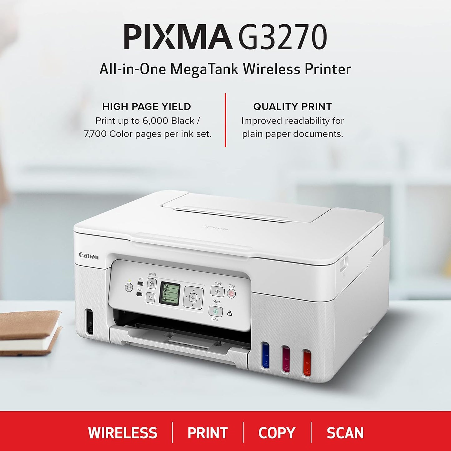 Canon 5805C022 MegaTank G3270 Wireless All-in-One Inkjet Printer