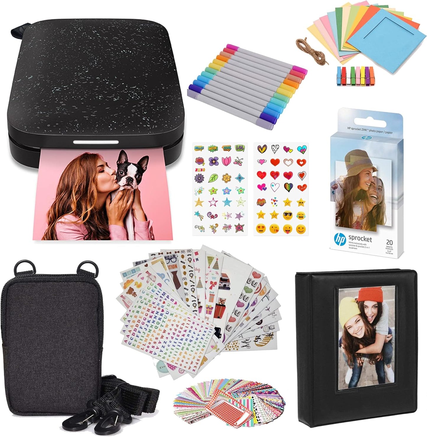 HP HPIKSPK2BKAMZ Sprocket Portable Photo Printer Bundle (Black)