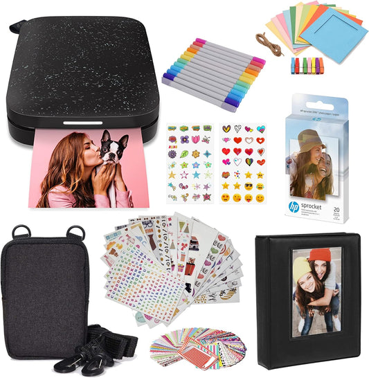 HP HPIKSPK2BKAMZ Sprocket Portable Photo Printer Bundle (Black)