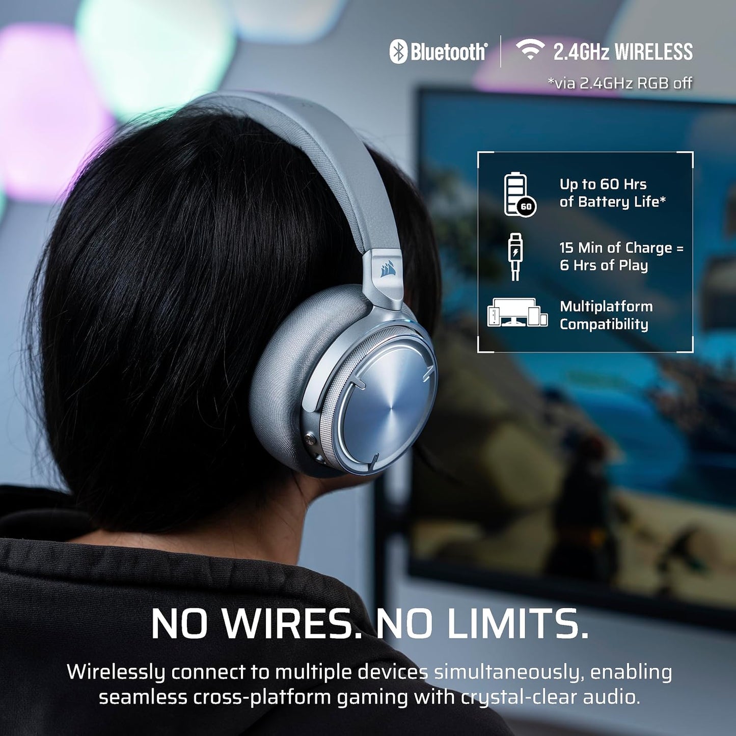 Corsair Virtuoso MAX Silver Wireless Dolby Atmos Gaming Headset